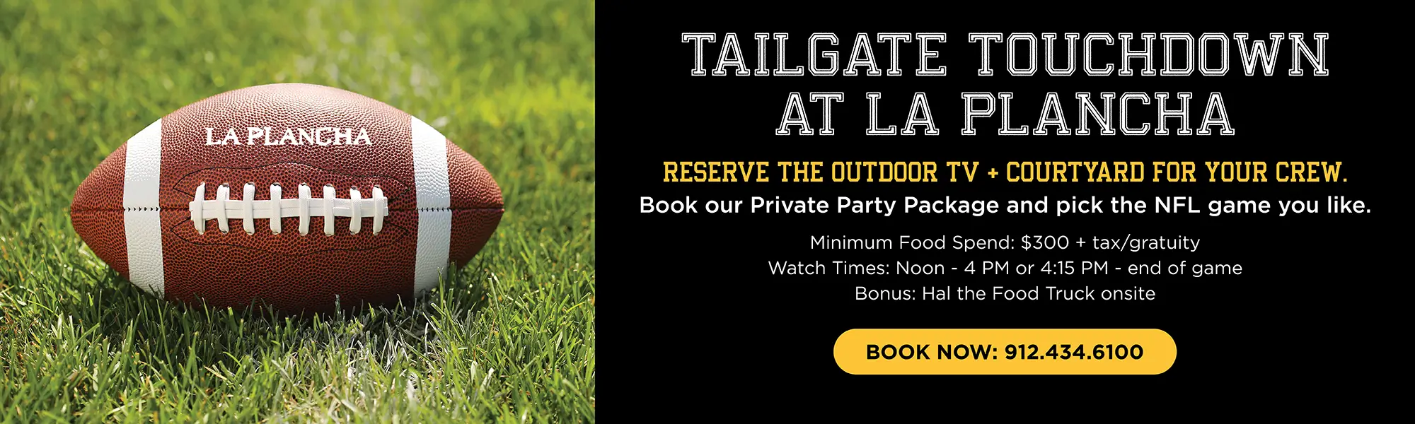 Tailgate Touchdown at La Plancha - Reserve Our Outdoor TV + Courtyard